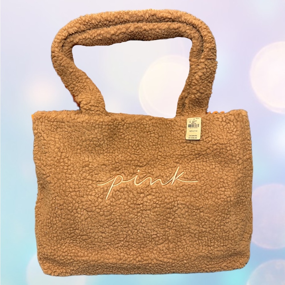 NWT PINK Victoria’s Secret Sherpa Fleece Tote Bag